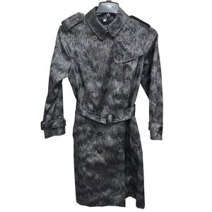 Burberry Belted Double Breasted Gray Trench Coat Pockets Lined Women Size 12 VTG